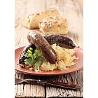 Blood sausage and white pudding with sauerkraut