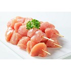 Raw chicken skewers
