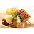 Grilled sweet corn and mushrooms